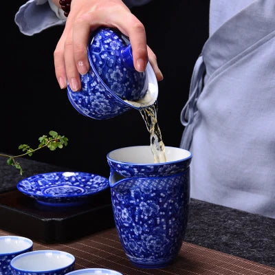 Jingdezhen Ceramic Tea Sets tea Blue And White Porcelain Set Home Teapot Cup Lid Bowl Kung Fu Black Tea Pu-erh Teaware Gift Box