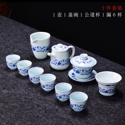 Jingdezhen Ceramic Tea Sets tea Blue And White Porcelain Set Home Teapot Cup Lid Bowl Kung Fu Black Tea Pu-erh Teaware Gift Box