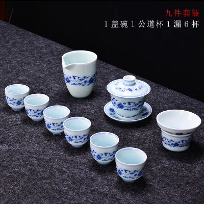 Jingdezhen Ceramic Tea Sets tea Blue And White Porcelain Set Home Teapot Cup Lid Bowl Kung Fu Black Tea Pu-erh Teaware Gift Box