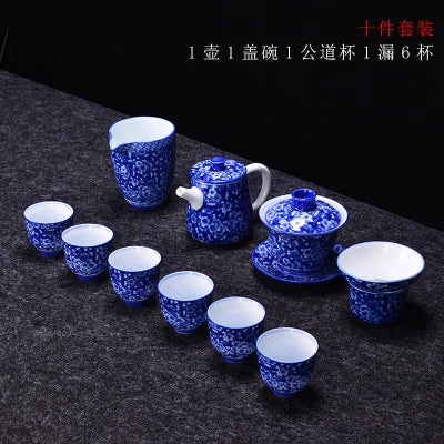 Jingdezhen Ceramic Tea Sets tea Blue And White Porcelain Set Home Teapot Cup Lid Bowl Kung Fu Black Tea Pu-erh Teaware Gift Box