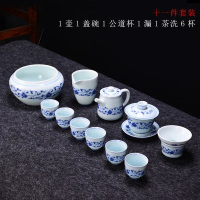 Jingdezhen Ceramic Tea Sets tea Blue And White Porcelain Set Home Teapot Cup Lid Bowl Kung Fu Black Tea Pu-erh Teaware Gift Box