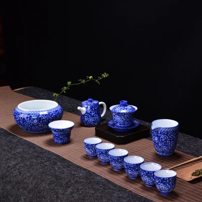 Jingdezhen Ceramic Tea Sets tea Blue And White Porcelain Set Home Teapot Cup Lid Bowl Kung Fu Black Tea Pu-erh Teaware Gift Box