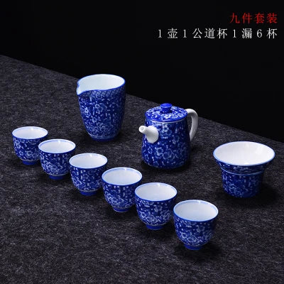 Jingdezhen Ceramic Tea Sets tea Blue And White Porcelain Set Home Teapot Cup Lid Bowl Kung Fu Black Tea Pu-erh Teaware Gift Box