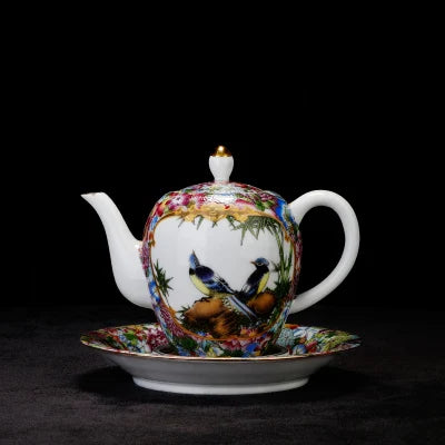 Jingdezhen Ceramic Teapot Kung Fu Jin Jun Mei Green Tea Set Handmade Hand-painted Pastel Gold Porcelain Teapot Teaware