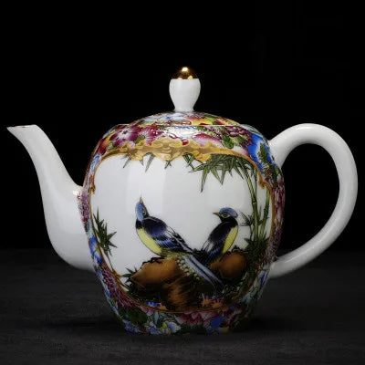 Jingdezhen Ceramic Teapot Kung Fu Jin Jun Mei Green Tea Set Handmade Hand-painted Pastel Gold Porcelain Teapot Teaware