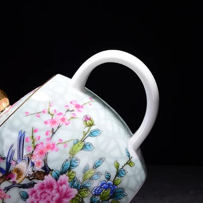 Jingdezhen Ceramic Teapot Kung Fu Tie Guan Yin Green Tea Set Blue and White Porcelain Home Small Open Flower Bird Teapot Teaware