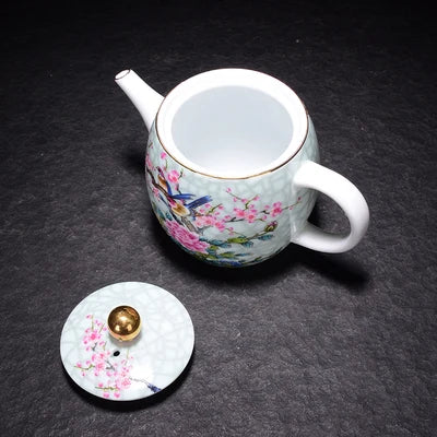 Jingdezhen Ceramic Teapot Kung Fu Tie Guan Yin Green Tea Set Blue and White Porcelain Home Small Open Flower Bird Teapot Teaware