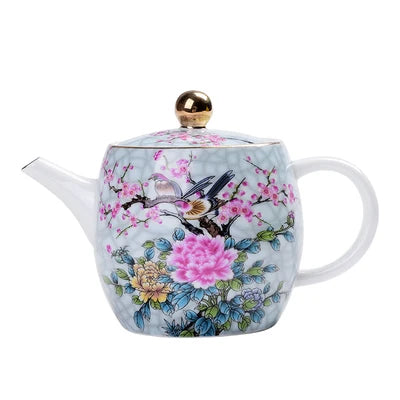 Jingdezhen Ceramic Teapot Kung Fu Tie Guan Yin Green Tea Set Blue and White Porcelain Home Small Open Flower Bird Teapot Teaware