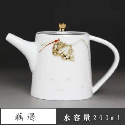 Jingdezhen Ceramic Teapot Sheep Fat Jade Porcelain Pot Household Kung Fu Black Tea Da Hong Pao Oolong Ceramic Filter Teaware