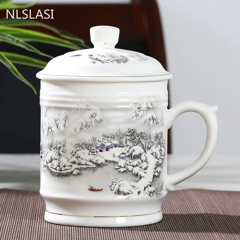 Jingdezhen Ceramic With cover Teacups Hand Painted Flower Pattern Master Teacup Boutiques Tea Ceremony Accessories Supplies