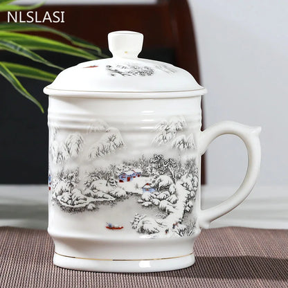 Jingdezhen Ceramic With cover Teacups Hand Painted Flower Pattern Master Teacup Boutiques Tea Ceremony Accessories Supplies