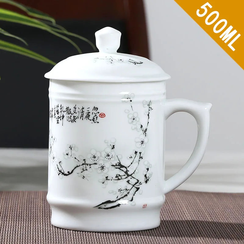 Jingdezhen Ceramic With cover Teacups Hand Painted Flower Pattern Master Teacup Boutiques Tea Ceremony Accessories Supplies