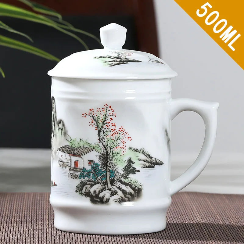 Jingdezhen Ceramic With cover Teacups Hand Painted Flower Pattern Master Teacup Boutiques Tea Ceremony Accessories Supplies