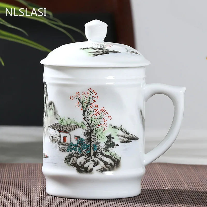 Jingdezhen Ceramic With cover Teacups Hand Painted Flower Pattern Master Teacup Boutiques Tea Ceremony Accessories Supplies