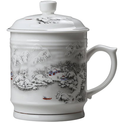Jingdezhen Ceramic With cover Teacups Hand Painted Flower Pattern Master Teacup Boutiques Tea Ceremony Accessories Supplies