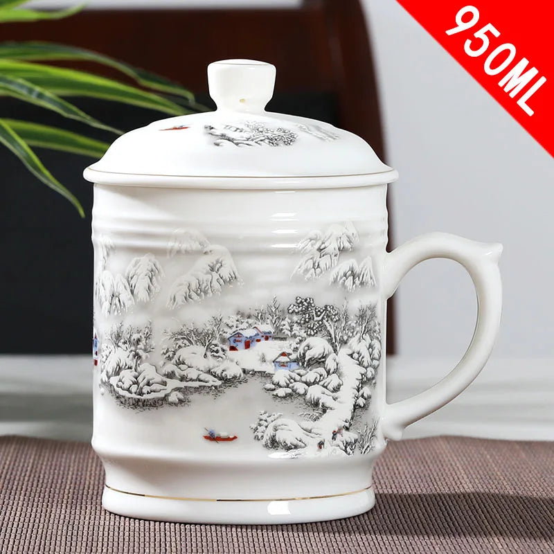 Jingdezhen Ceramic With cover Teacups Hand Painted Flower Pattern Master Teacup Boutiques Tea Ceremony Accessories Supplies