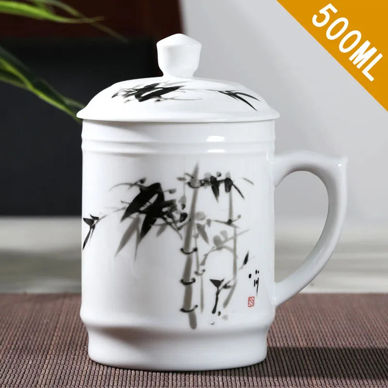 Jingdezhen Ceramic With cover Teacups Hand Painted Flower Pattern Master Teacup Boutiques Tea Ceremony Accessories Supplies