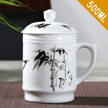 Jingdezhen Ceramic With cover Teacups Hand Painted Flower Pattern Master Teacup Boutiques Tea Ceremony Accessories Supplies