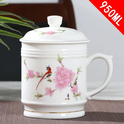 Jingdezhen Ceramic With cover Teacups Hand Painted Flower Pattern Master Teacup Boutiques Tea Ceremony Accessories Supplies