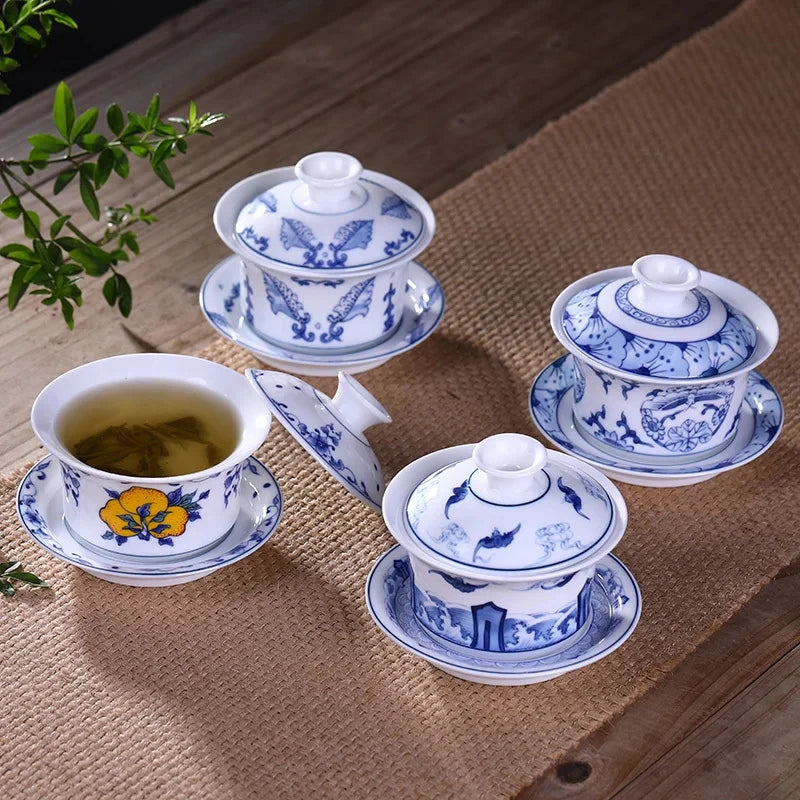 Jingdezhen Ceramics Gaiwan Home Handmade Tea Tureen Boutique with Cover Teacup Tea Ceremony Accessories Personal Tea Cup