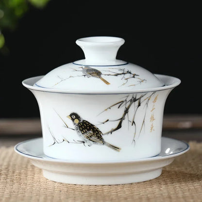 Jingdezhen Ceramics Gaiwan Home Handmade Tea Tureen Boutique with Cover Teacup Tea Ceremony Accessories Personal Tea Cup