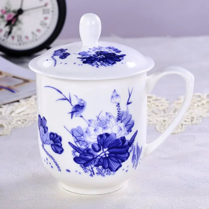 Jingdezhen Ceramics High Capacity Tea Cup Office with Cover Teacup Home Porcelain Water Cup Teaware Supplies Tea Infuser