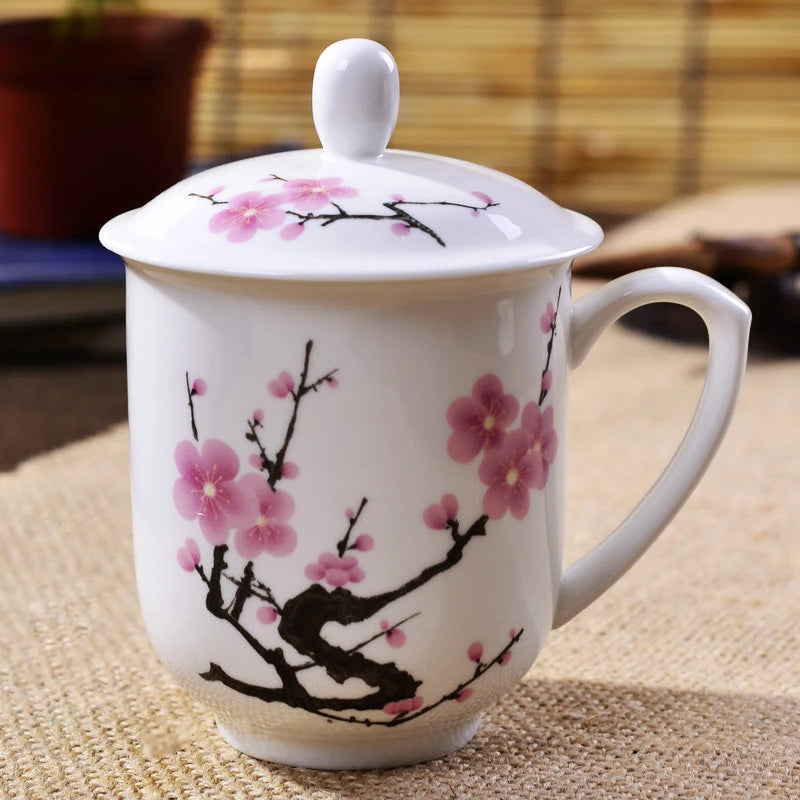 Jingdezhen Ceramics High Capacity Tea Cup Office with Cover Teacup Home Porcelain Water Cup Teaware Supplies Tea Infuser