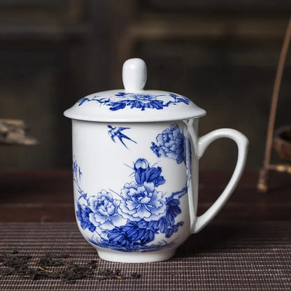 Jingdezhen Ceramics High Capacity Tea Cup Office with Cover Teacup Home Porcelain Water Cup Teaware Supplies Tea Infuser