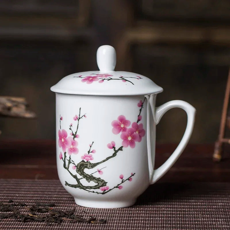 Jingdezhen Ceramics High Capacity Tea Cup Office with Cover Teacup Home Porcelain Water Cup Teaware Supplies Tea Infuser