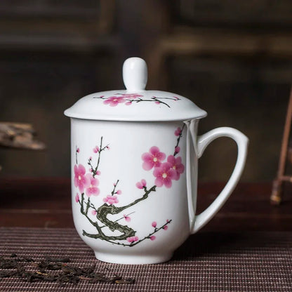 Jingdezhen Ceramics High Capacity Tea Cup Office with Cover Teacup Home Porcelain Water Cup Teaware Supplies Tea Infuser