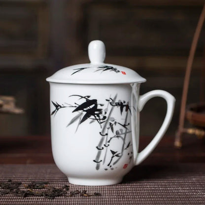 Jingdezhen Ceramics High Capacity Tea Cup Office with Cover Teacup Home Porcelain Water Cup Teaware Supplies Tea Infuser