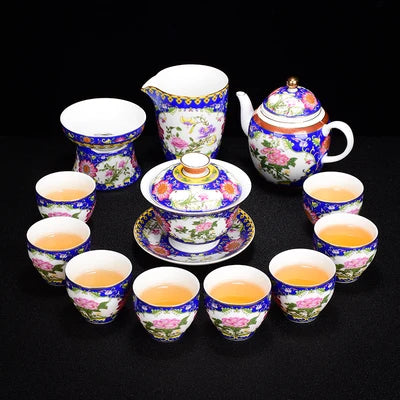 Jingdezhen Enamel Ceramic Tea Sets Teapot High Grade Home Teacups Kung Fu Black Tea Oolong Pu-erh Teaware Gift Box