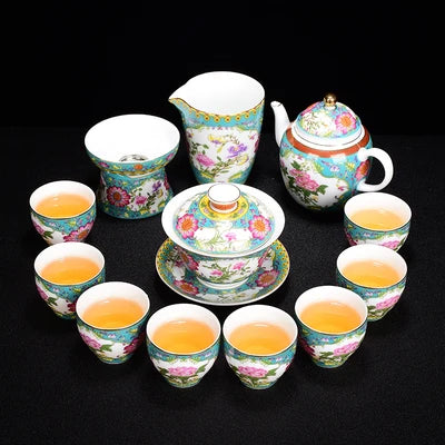 Jingdezhen Enamel Ceramic Tea Sets Teapot High Grade Home Teacups Kung Fu Black Tea Oolong Pu-erh Teaware Gift Box