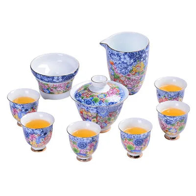 Jingdezhen Enamel Ceramic Tea Sets Wanhua Sets Teapot High Grade Home Teacups Kung Fu Green Tea Oolong Pu-erh Teaware Gift Box