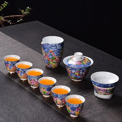 Jingdezhen Enamel Ceramic Tea Sets Wanhua Sets Teapot High Grade Home Teacups Kung Fu Green Tea Oolong Pu-erh Teaware Gift Box