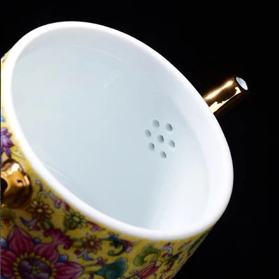 Jingdezhen Enamel Ceramic Teapot Hand-painted Blue Color Painting Gold Tangled Lotus Flower Kungfu Jin Jun Mei Teapot Teaware
