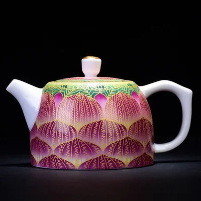 Jingdezhen Enamel Ceramic Teapot Hand-painted Flter Gold Silk Kung Fu Black Tea Jin Jun Mei Pastel Pot Tea Accessories Teaware