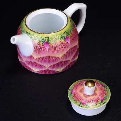 Jingdezhen Enamel Ceramic Teapot Hand-painted Flter Gold Silk Kung Fu Black Tea Jin Jun Mei Pastel Pot Tea Accessories Teaware