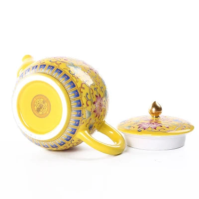 Jingdezhen Enamel Ceramic Teapot Single Pot Hand-painted Flter Gold Silk Kung Fu Black Tea Pastel Pot Tea Accessories Teaware