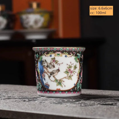 Jingdezhen Enamel Color Ceramic Gaiwan Chinese Tea Set Sancai Tea Bowl Portable with Cover Teacup Household Custom Teaware