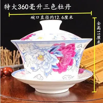 Jingdezhen-Extra Large Blue and White Porcelain Gaiwan, Single Tea Bowl, Non-hot Teacup, High White Porcelain