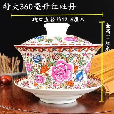 Jingdezhen-Extra Large Blue and White Porcelain Gaiwan, Single Tea Bowl, Non-hot Teacup, High White Porcelain