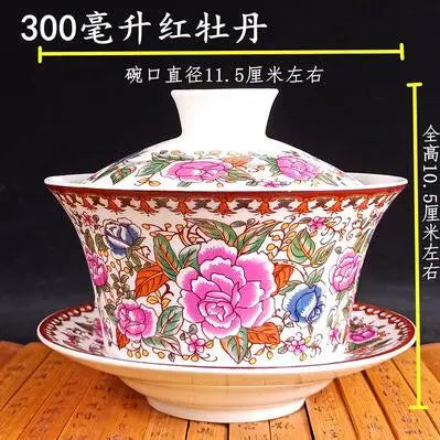 Jingdezhen-Extra Large Blue and White Porcelain Gaiwan, Single Tea Bowl, Non-hot Teacup, High White Porcelain