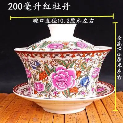 Jingdezhen-Extra Large Blue and White Porcelain Gaiwan, Single Tea Bowl, Non-hot Teacup, High White Porcelain