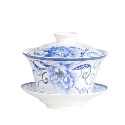 Jingdezhen Gaiwan Dehua High Quality Tea Set Sancai Single Tea Bowl Hand Painted Chinese traditional pattern Cover Bowl