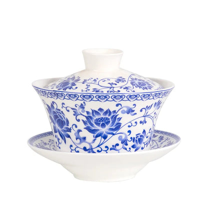Jingdezhen Gaiwan Dehua High Quality Tea Set Sancai Single Tea Bowl Hand Painted Chinese traditional pattern Cover Bowl