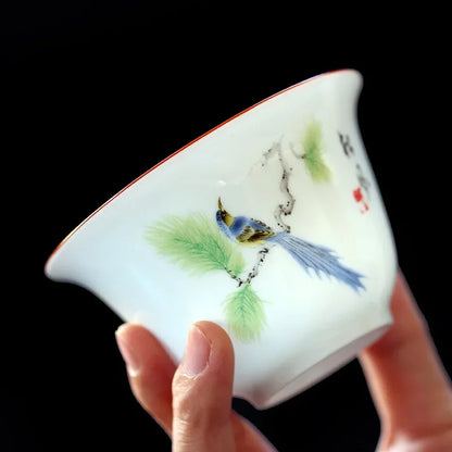 Jingdezhen Gaiwan Sancai Tea Bowl Cups Chinese on-glazed Porcelana Kung Fu Tea Tureen Teaware Set Ceramic Teacups