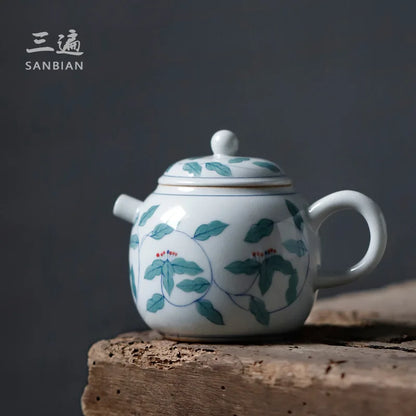 Jingdezhen Hand-Painted Retro Blue and White Teapot Chinese Kung Fu Teaware Single Pot Ceramic Household Teapot Small