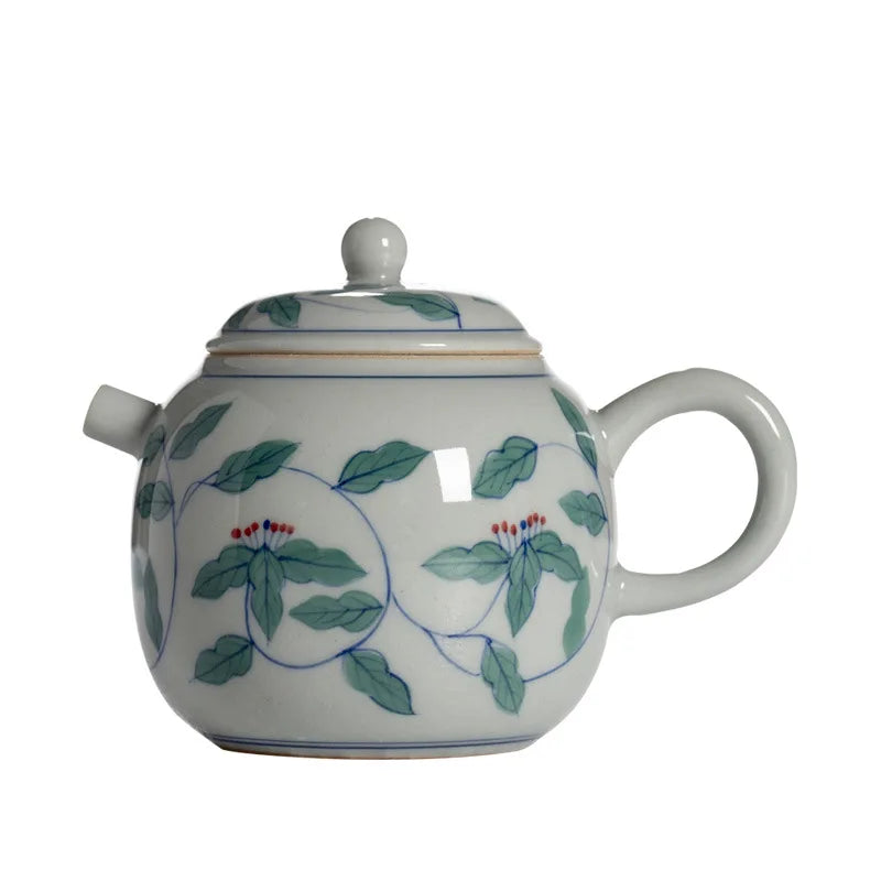 Jingdezhen Hand-Painted Retro Blue and White Teapot Chinese Kung Fu Teaware Single Pot Ceramic Household Teapot Small