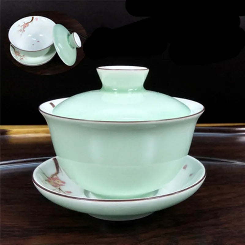 Jingdezhen-Large Tea Set, Blue and White Porcelain Tea Bowl, Celadon White Bone China, Sancai Cover Bowl, Tea Accessories
